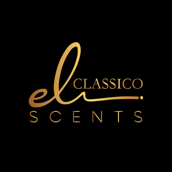 Gold 'el Classico Scents' logo on a black background